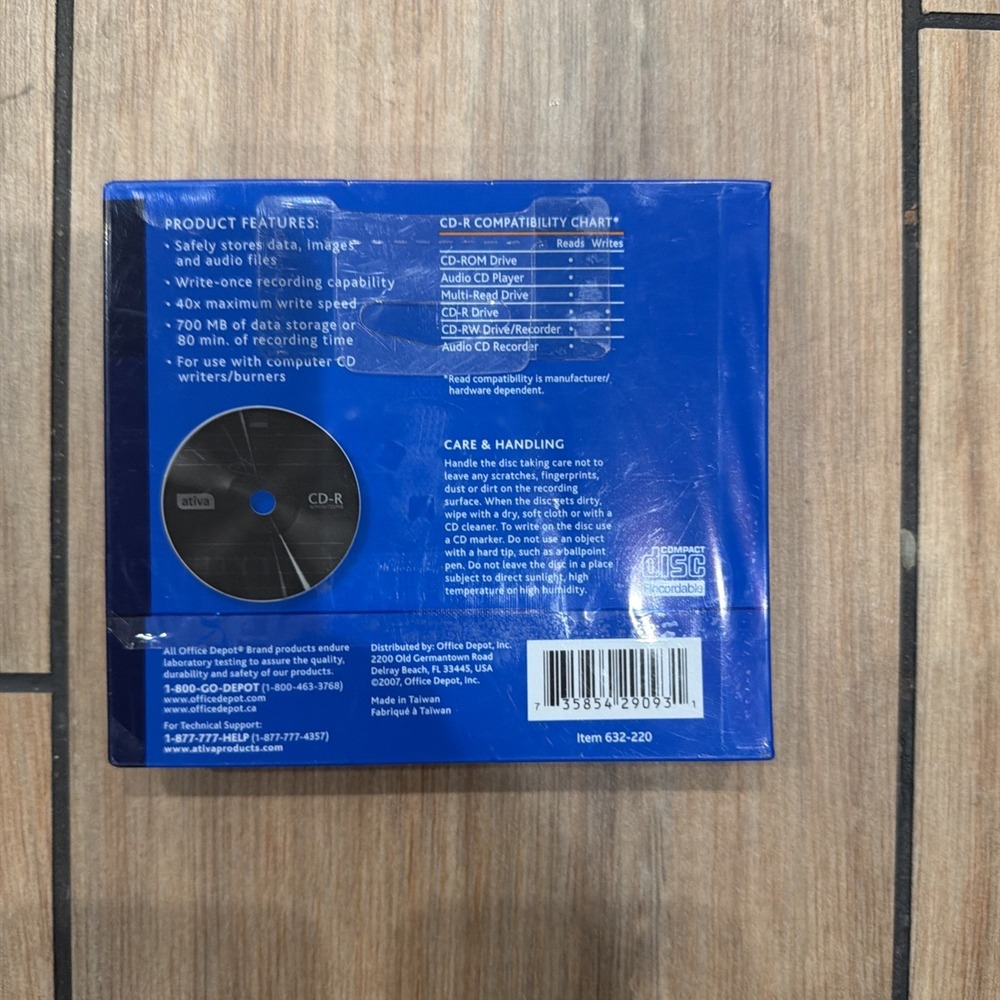 5PK Ativa Black On Black CD-R 40x 700MB 80Min 632-220 - Picture 2 of 2